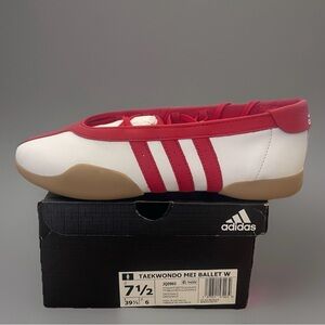 Size 7.5 - Adidas Taekwondo Mei Ballet White Better Scarlett Gum Women’s NEW